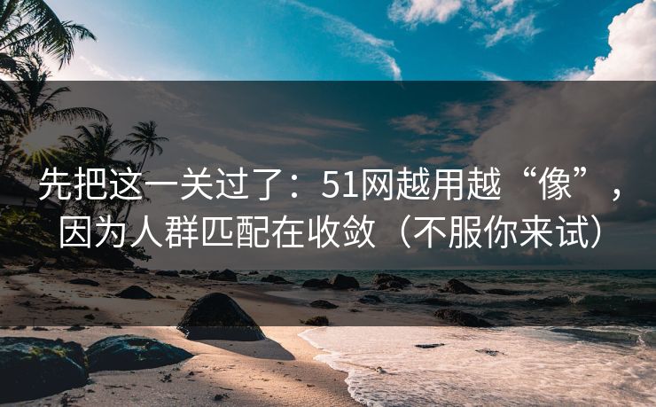 先把这一关过了：51网越用越“像”，因为人群匹配在收敛（不服你来试）