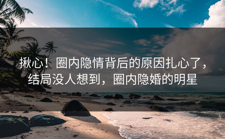 揪心!圈内隐情背后的原因扎心了,结局没人想到,圈内隐婚的明星