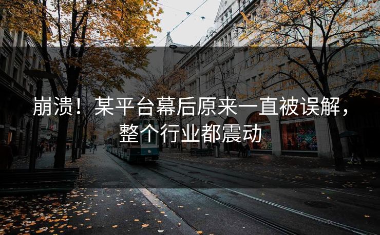 崩溃！某平台幕后原来一直被误解，整个行业都震动